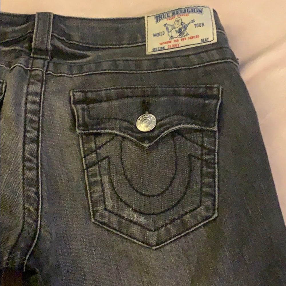 Dark grey light wash true religion denim size 27 - Picture 3 of 4